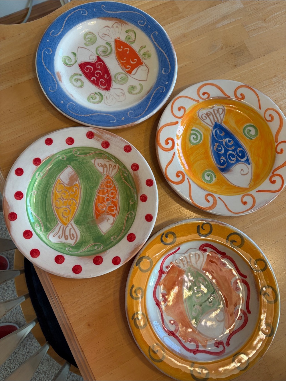 Coldwater Creek Il Mare Terracotta Fish Salad Plates Set/4 vintage made in Italy